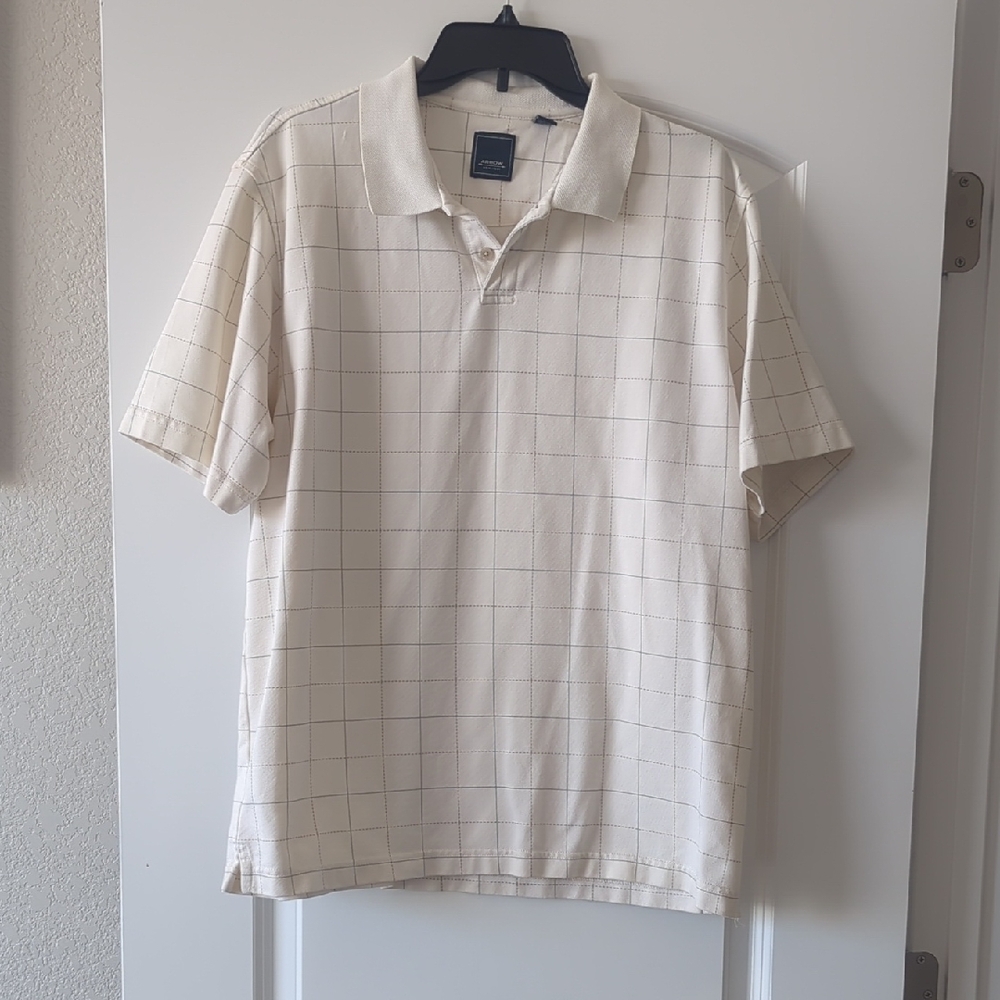 Arrow Cream and Tan Grid Polo Shirt Mens